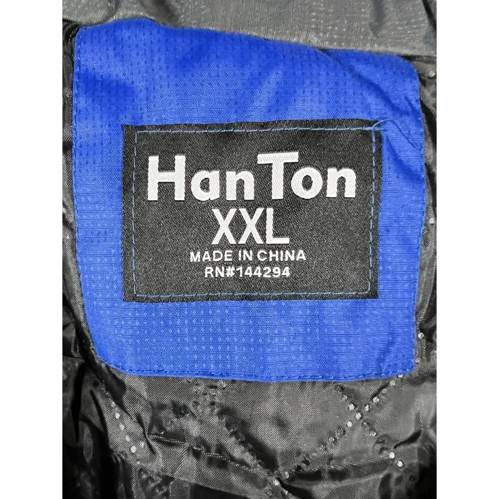 NEW Han Ton Jacket Coat Men's SZ 2XL XXL Blue Black Removable Hood‎ Puffer